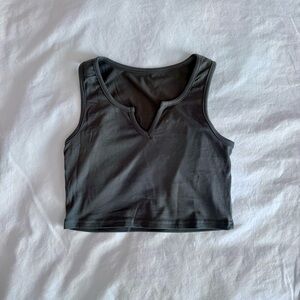 Dark Green Sleeveless Crop Top